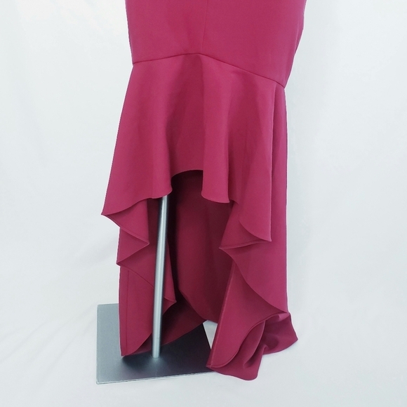 Likely Jenny Formal High Low Halter Gown Dress Berry Red 6 - Picture 5 of 12